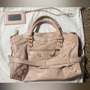 Balenciaga motorcycle medium city bag in nude pink